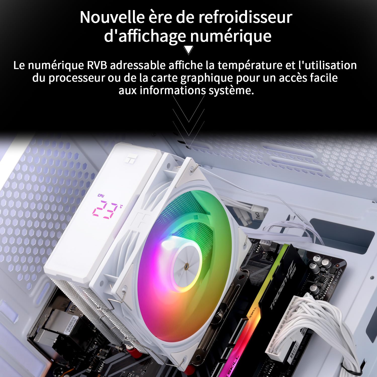Thermalright Assassin X 120R - Raffreddatore digitale per CPU ARGB bianco, schermo digitale, TL-P12W-S PWM Quiet Fan CPU, supporto AM4/AM5, Intel LGA1851/1700/1150/1151/1200