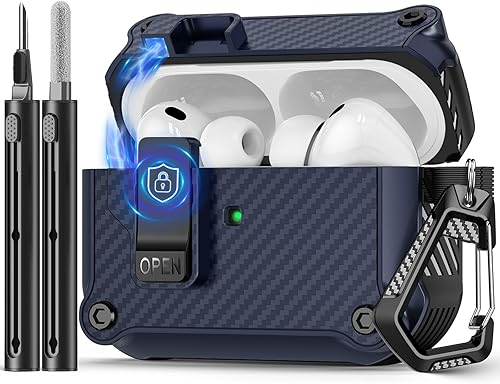 Miniatura 32 de Compatible con AirPods de 4ª generación, Funda Magnética con Bloqueo Automático, Soporte para Teléfono y Kit de Limpieza, Compatible con Funda