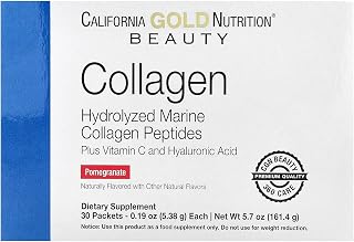 California Gold Nutrition Collagen Peptides Plus Vitamin C & Hyaluronic Acid, Pomegranate, 30 Packets, 0.19 oz (5.38 g) Each