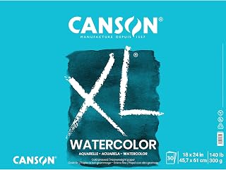Canson XL Series Watercolor Textured Paper Pad for Paint, Pencil, Ink, Charcoal, Pastel, and Acrylic, Fold Over, 140 Pound, 18 x 24 Inch, 30 Sheets
