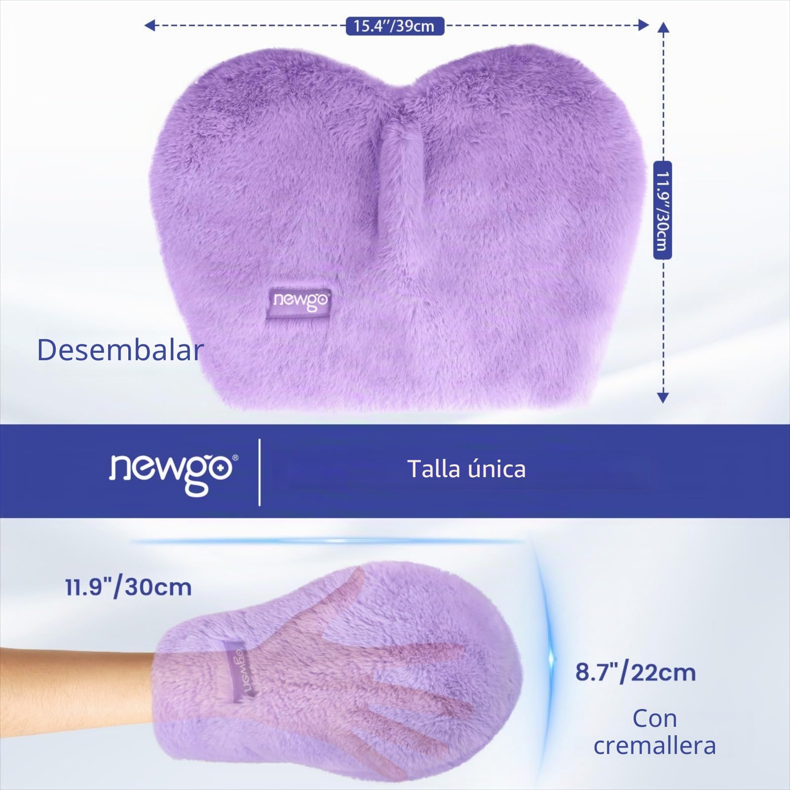 NEWGO Manoplas Calentables para Manos, Calientamanos Calentables por Microondas, Fáciles de Usar, Guantes de Terapia de Calor Húmedo para la Rigidez de las Manos- Morado-1Par