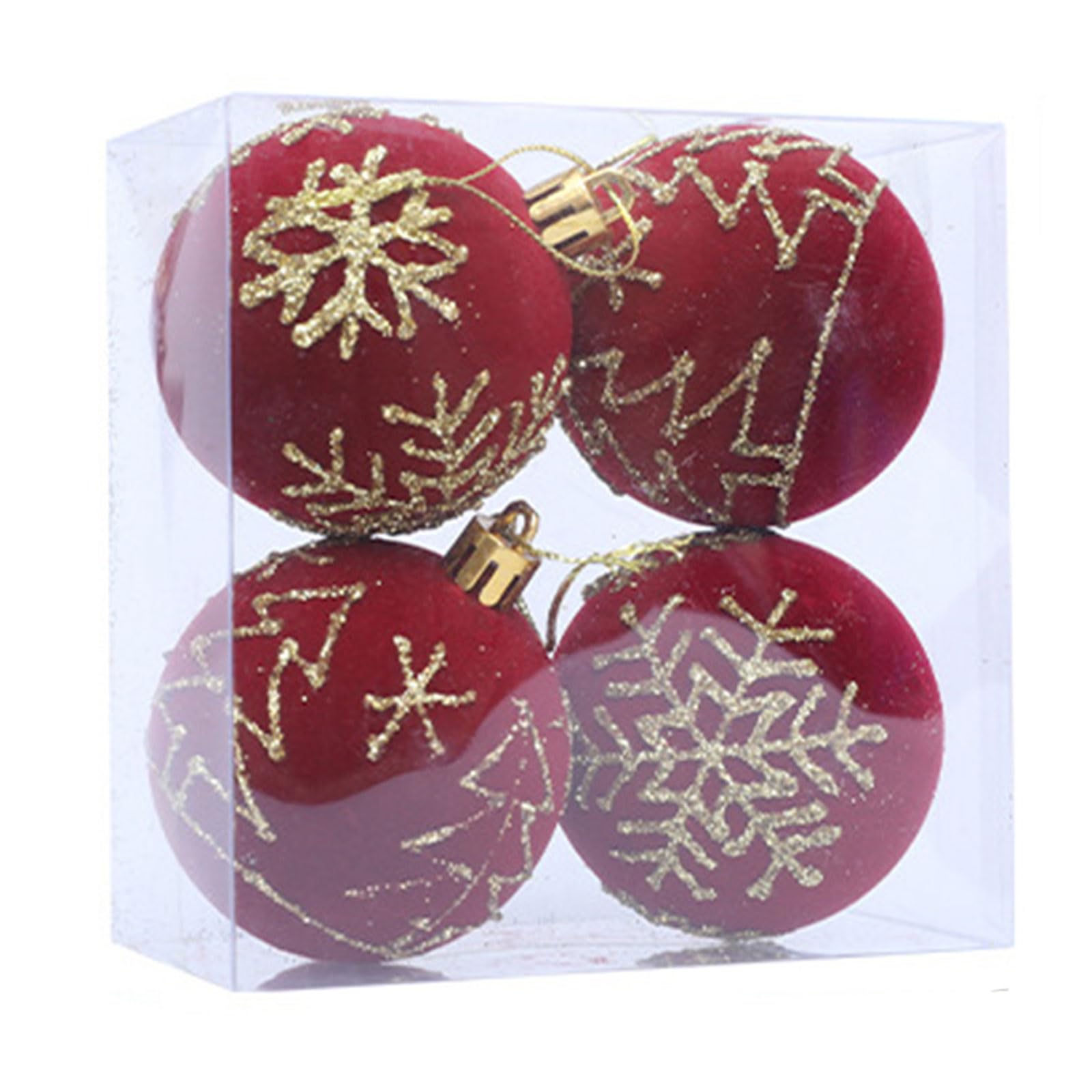 4Pcs Christmas Ball Ornament Shatterproof Christmas Baubles Hanging Decorations for Tree Wreath Mantels Embellishments Snowflakes Decorations