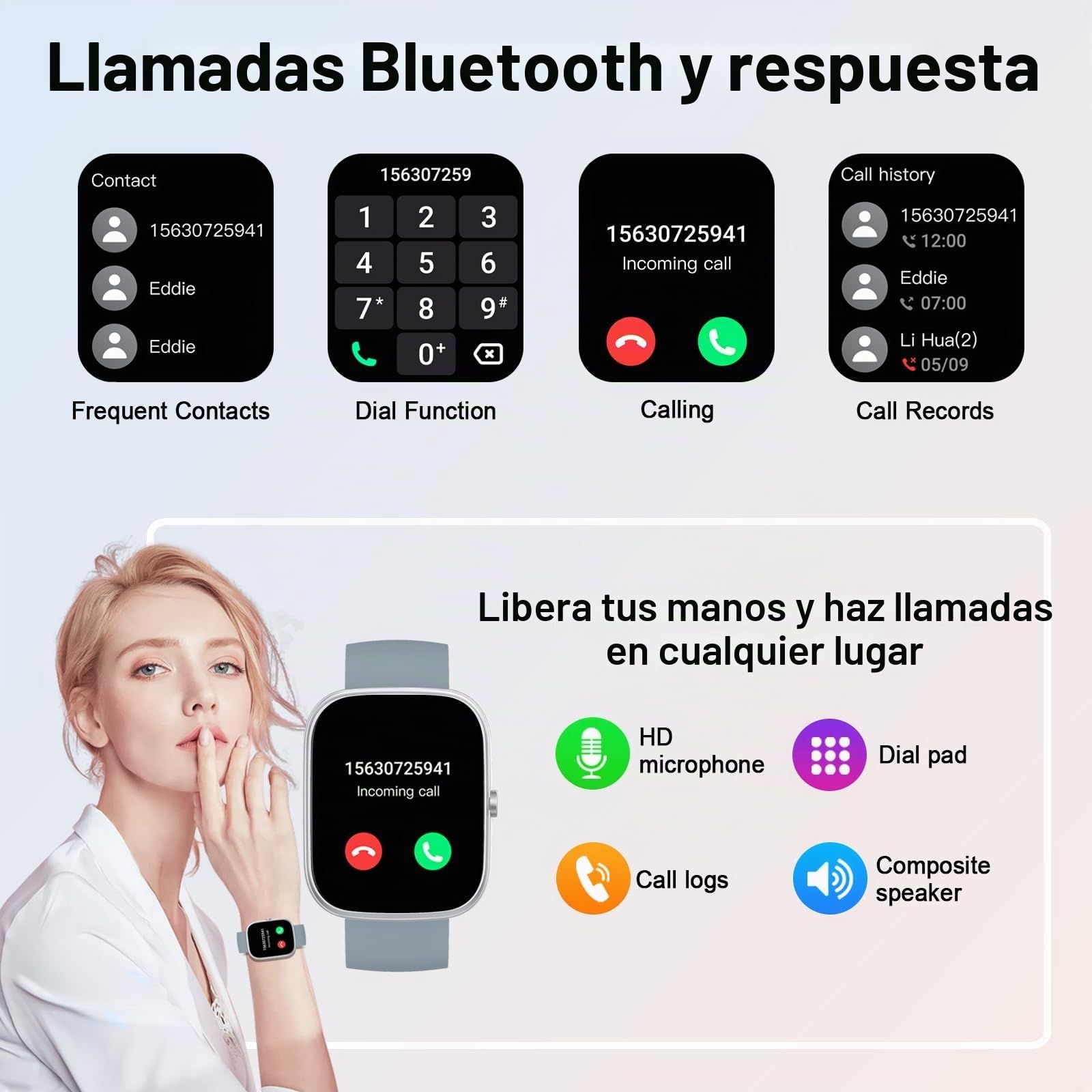 Reloj Inteligente Hombre Mujer, 1.91" HD Smartwatch con Llamadas Bluetooth, Pulsómetro/Monitor de Sueño/Podómetro, 110+ Modos Deportivo Pulsera Actividad, Impermeable IP68 Smart Watch para iOS Android