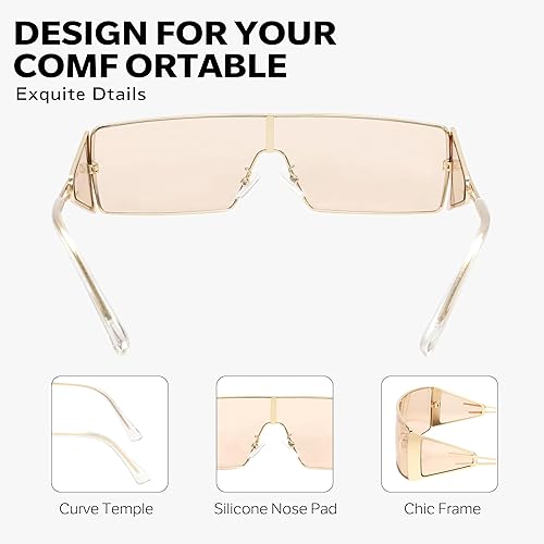 Miniatura 5 de BOTEN Y2K - Lentes de sol para mujeres y hombres, retro, rectangulares, envolventes, modernas, 2000, pequeños tonos cuadrados