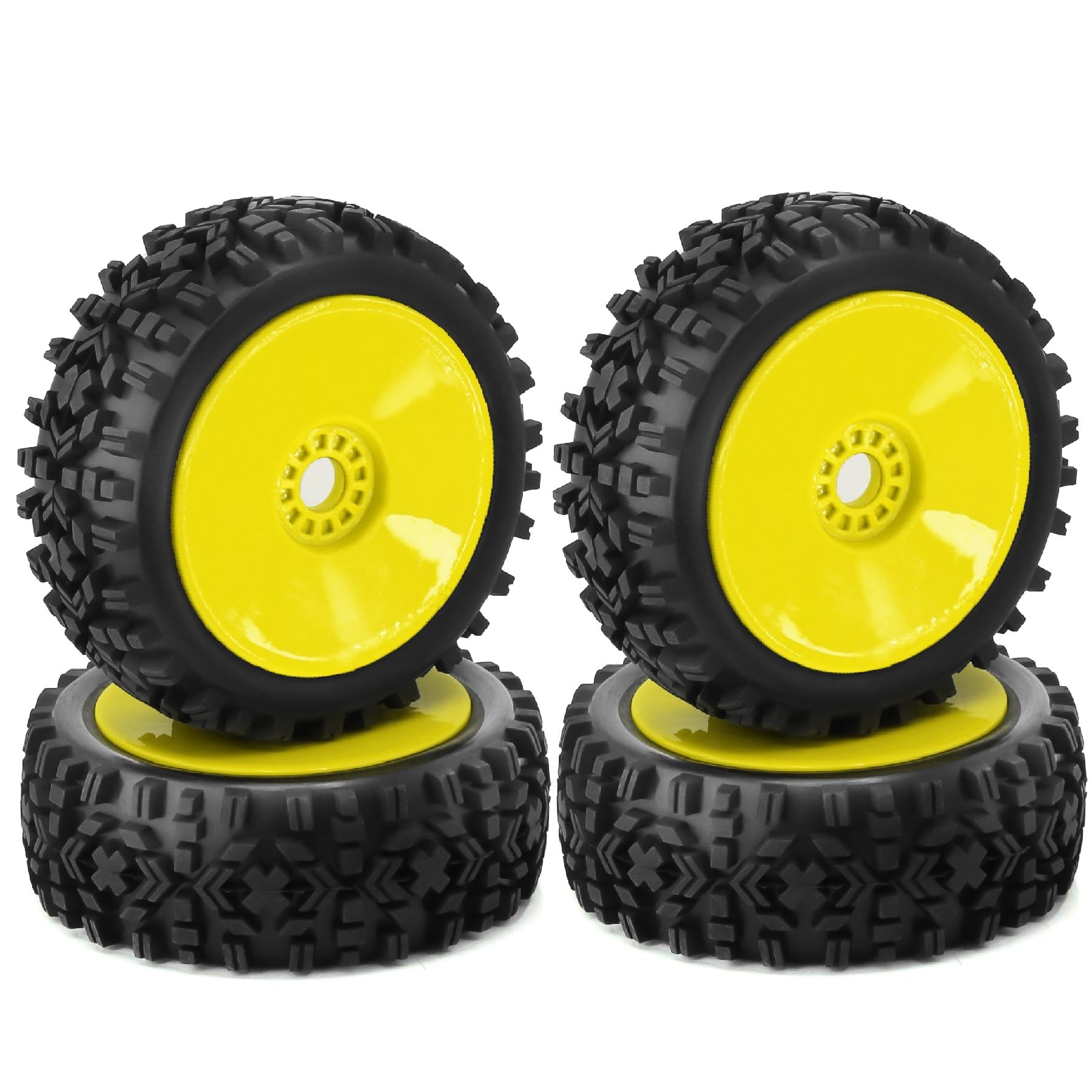 Set De 4 Pneus RC 1/8 Tout-terrain – Haute Adhérence En Caoutchouc – Compatible Serpent SRX8 Et Kyosho MP9 – Diamètre 115 Mm, Largeur 43 Mm (Noir)