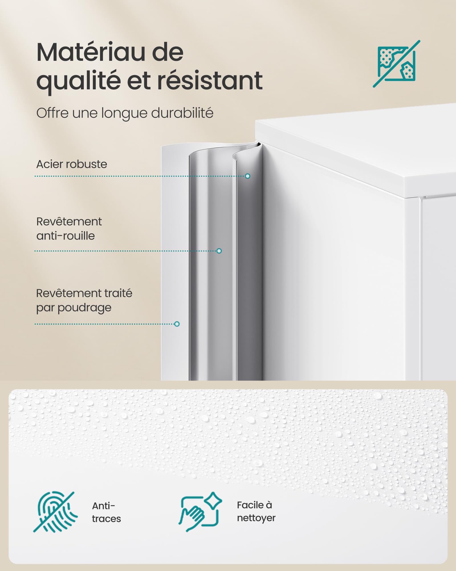 SONGMICS Meuble de Rangement Bureau, en Acier, Placard, 5 Niveaux, 40 x 80 x 180 cm, Doubles Portes, Serrure, Armoire à Outils, Étagères Réglables, pour Garage, Bureau, Blanc Mat OMC015W01