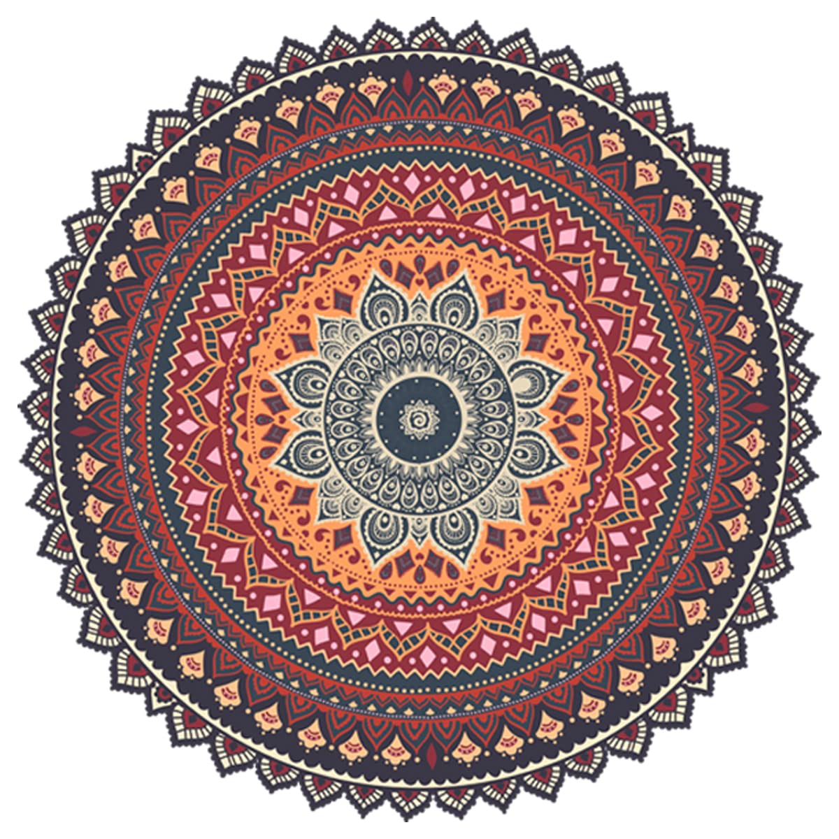Autocollant Mural Mandala Demi-lune - Style Yoga, Boho, Méditation, Vinyle Amovible, Personnalisable