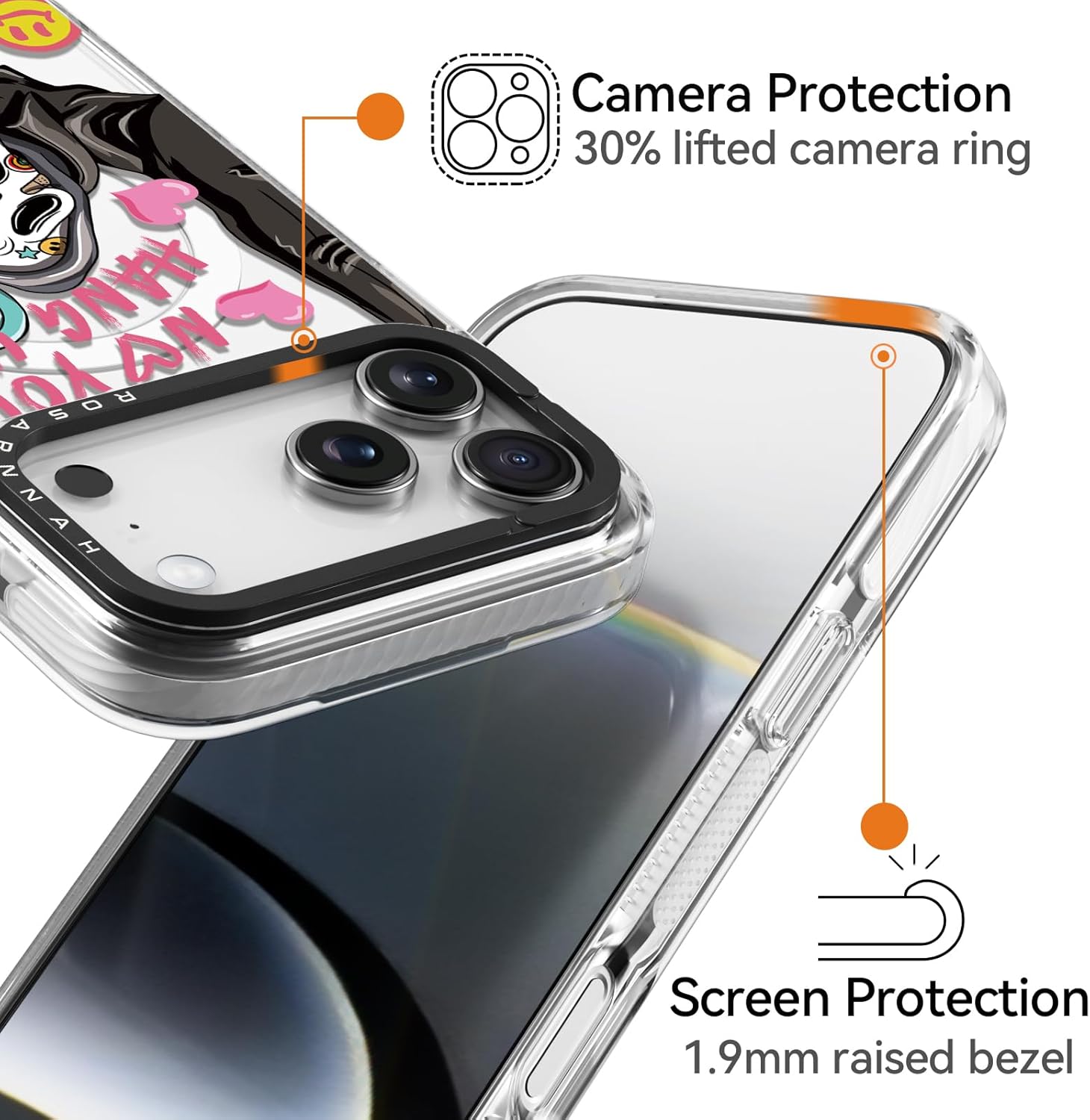 Rosarnnah for iPhone 17 Pro Max Case Cute - Compatible with Magsafe - Durable Shockproof 6.6 ft Drop Impact Phone Case - Funny Skeleton Design (6.9") Clear