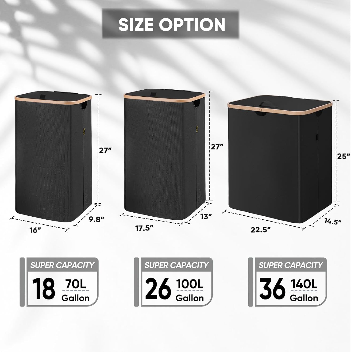 BALEINE 140L Laundry Hamper with Lid, Large Laundry Basket Bin image 2