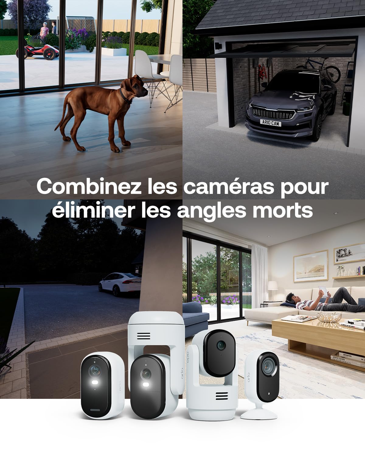 Arlo Essential 3 FHD et Panneaux Solaires, Caméra de Surveillance WiFi Extérieure sans Fil, Détection par IA, Vision Nocturne Couleur, Compatible avec Alexa, Essai Secure Inclus, 2 Caméras