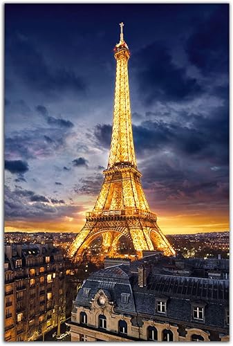 QUNYAAE Póster de paisaje urbano de la Torre Eiffel de París, lienzo decorativo para pared, para sala de estar, dormitorio, 08 x 12 pulgadas (7.9 x