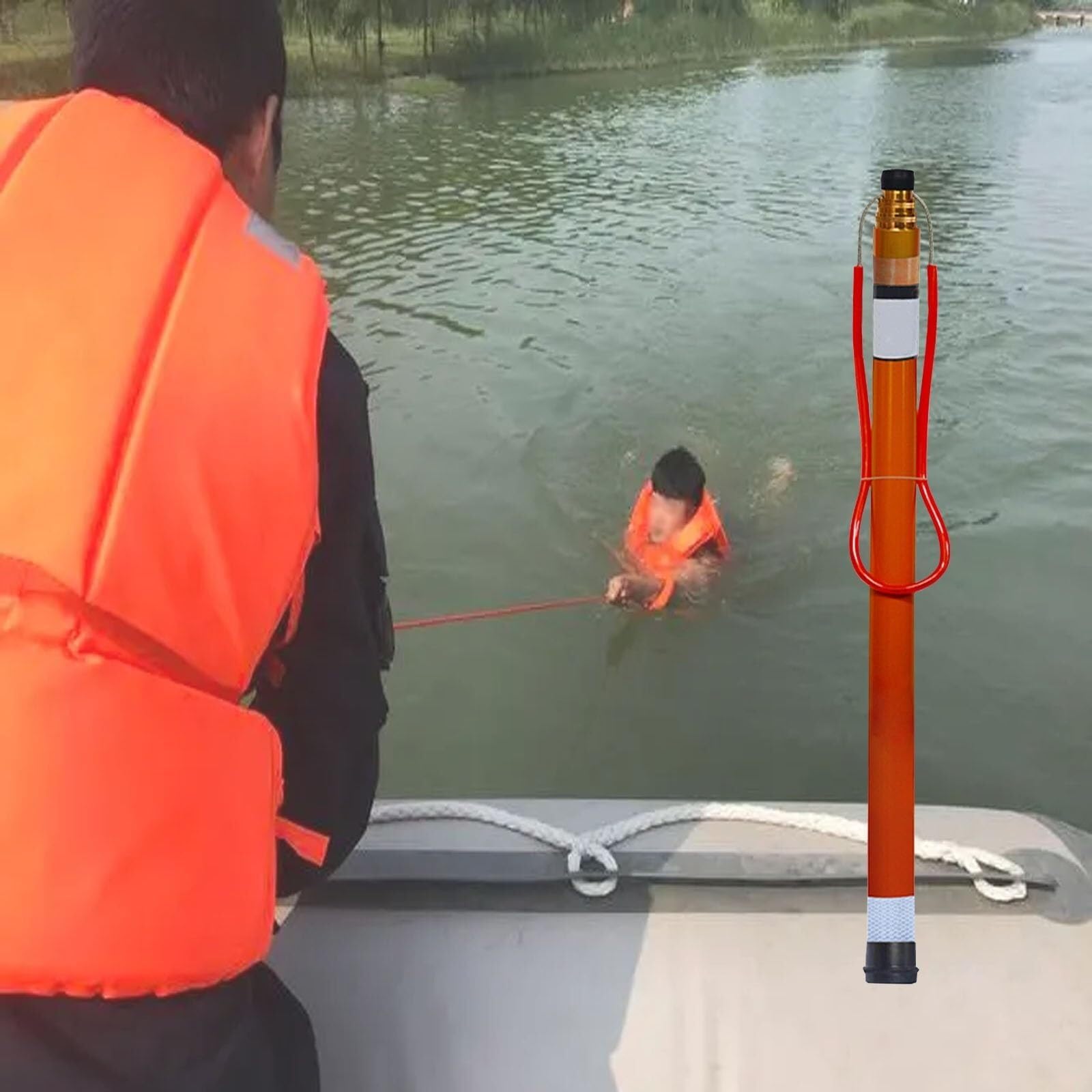 Barra telescópica de salvavidas para piscina, equipo de rescate de emergencia para salvar vidas, ayuda a nadadores que luchan o ahogan, con diseño luminoso y reflectante nocturno