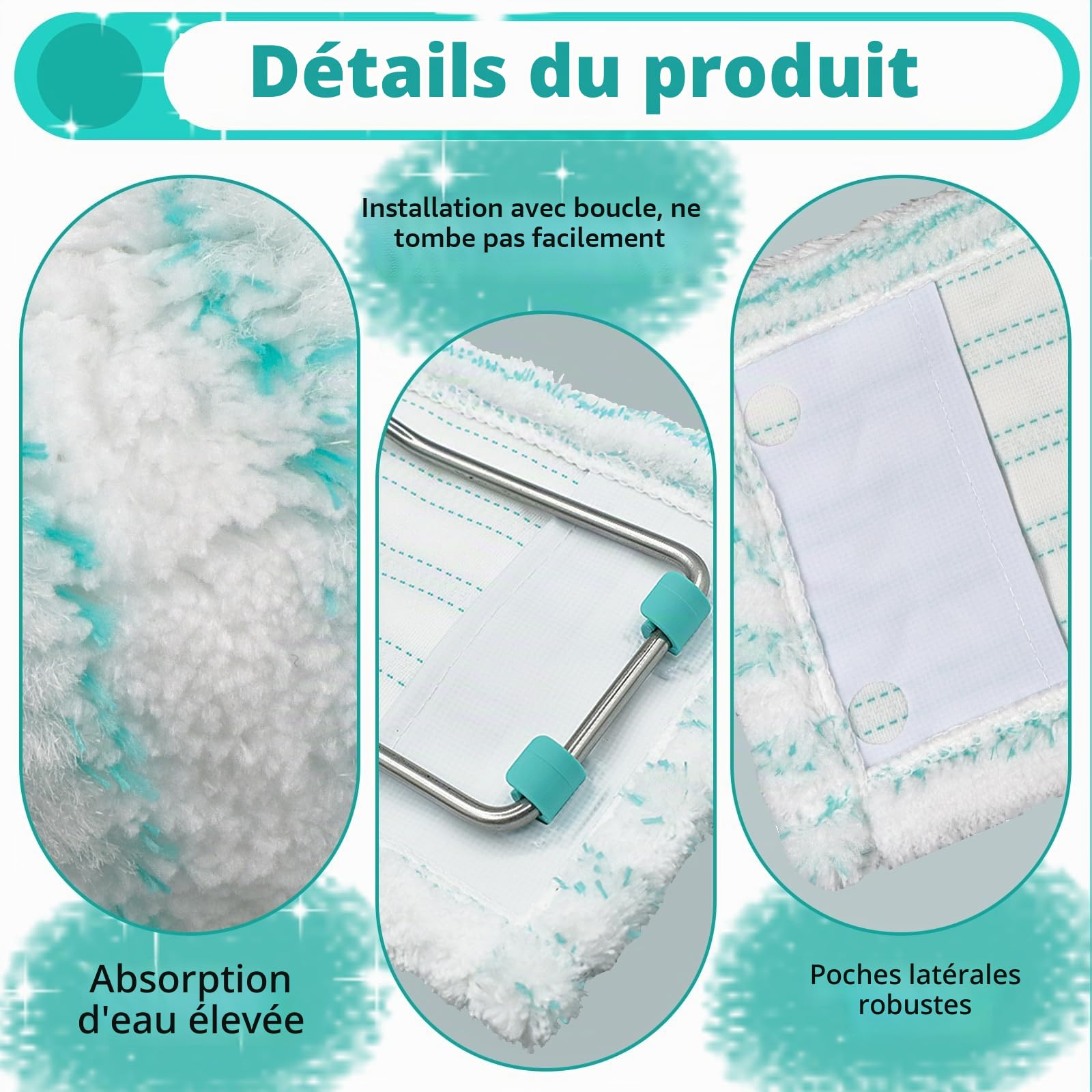 3 Pièces Serpillères de Rechange pour Leifheit Profi XL Micro Duo 47x15cm Housses de Rechange pour Leifheit Profi XL Cotton Plus, Housse de Rechange en Microfibres pour Tous Les Types de Sols