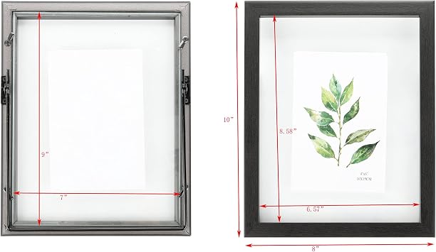 Wood Floating Picture Frame 7x9,Table Top Metal Modern Style Frame,Black