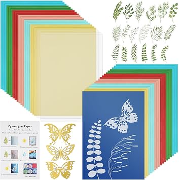Cyanotype Paper Sun Print Kit Complete Diy Nature Printing Natural Fiber Paper Clips and Essential Supplies for Art Enthusiasts