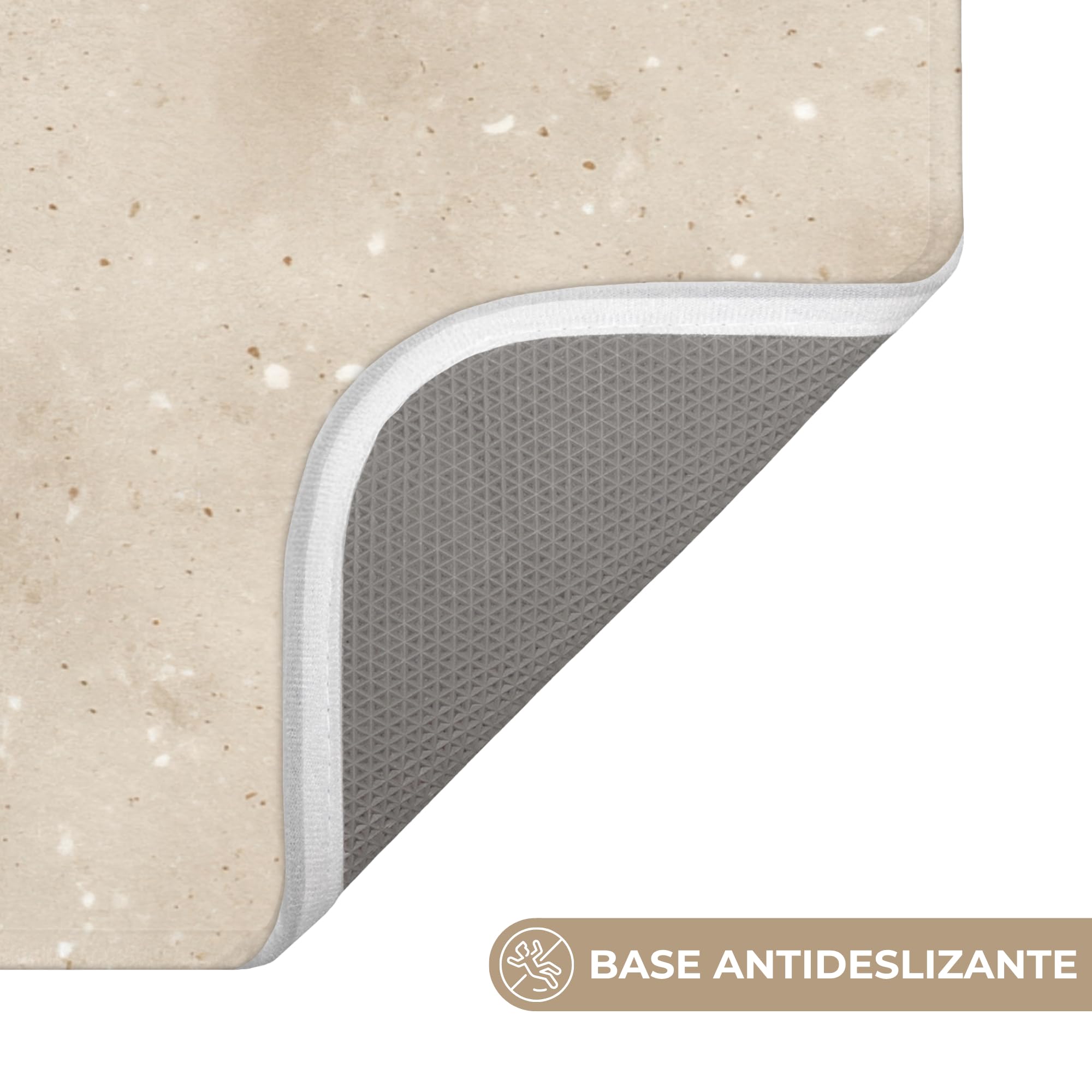 Bath Mat Alfombra Baño Alfombrilla Alfombras Ducha Lavable | 90x60 cm - Rectangular - Antideslizante Tapete Banheiro Decoración Textura - Moteado - Beige