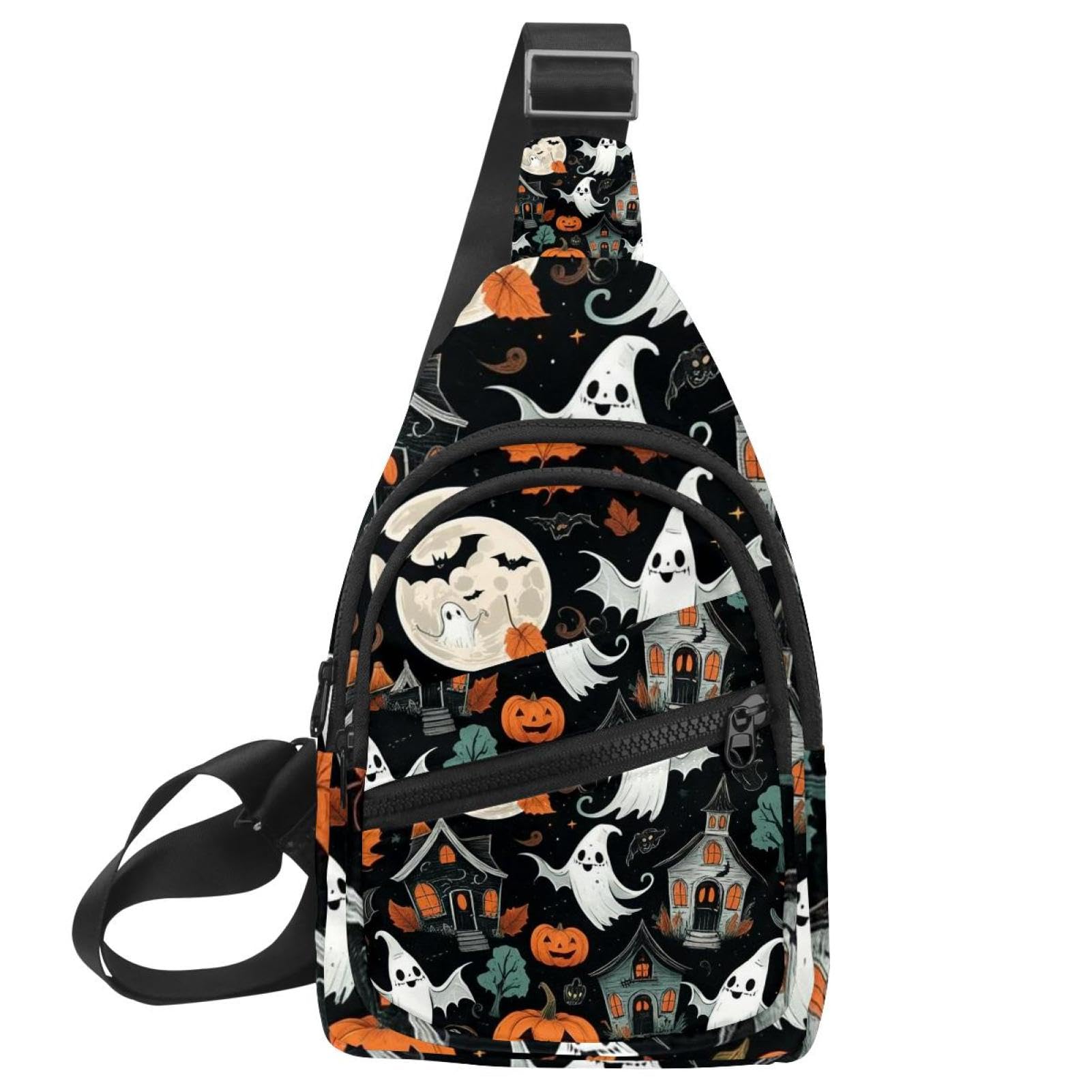Mochila cruzada Helloween Pumkins multicolor de 30x18x4cm 7