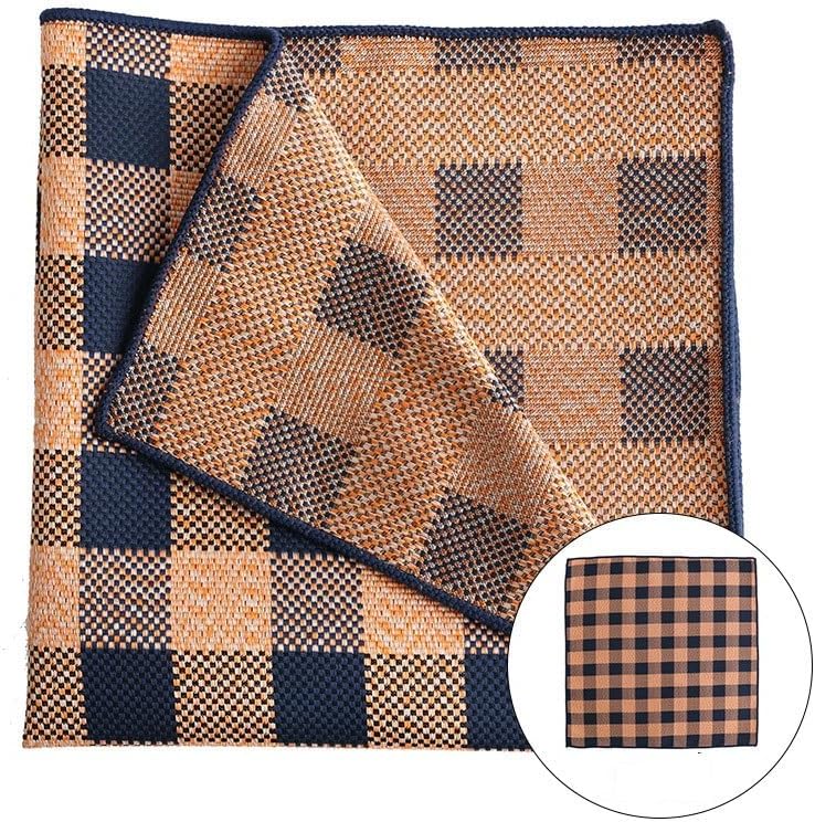 Men's Polyester Silk Plaid Suit Pocket Square Retro Gentleman Dress Small Chest Scarf