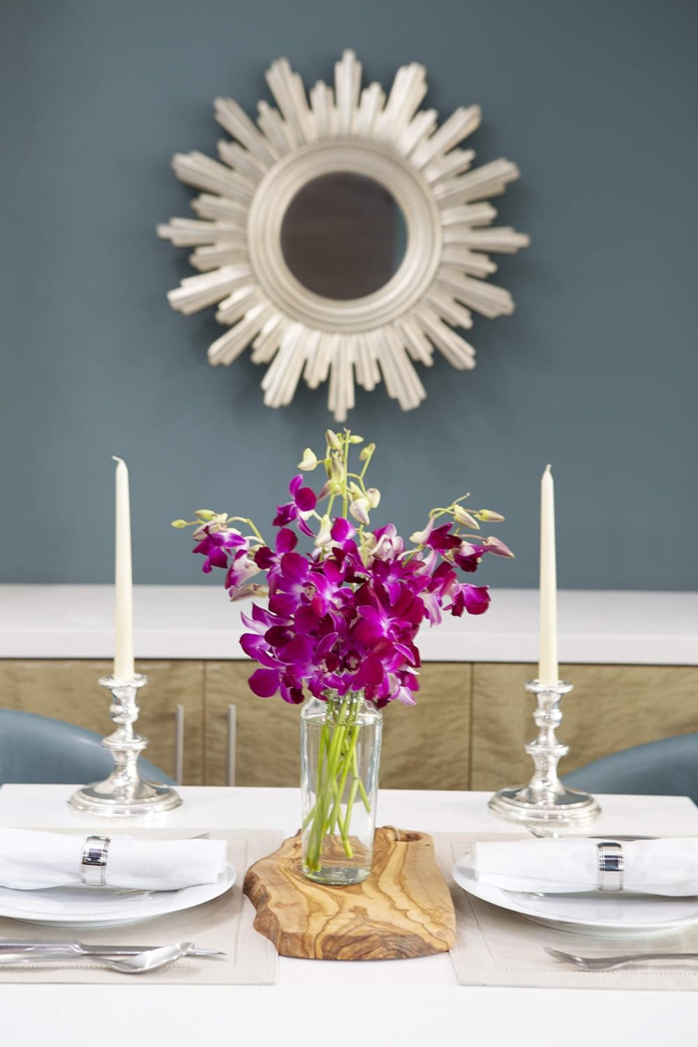 KaBloom - Bouquet of Purple Orchids from Thailand with Vase - Fresh Flowers for Birthday, Valentine's & Mother's Day