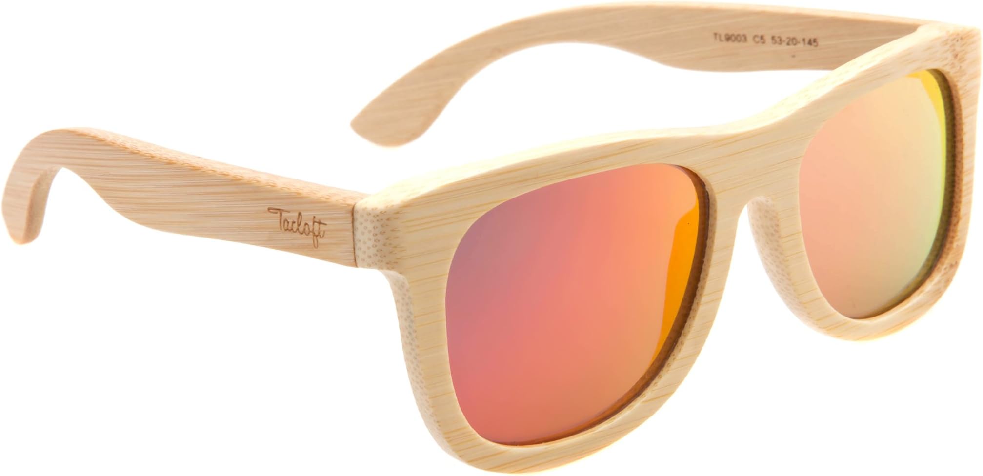 Tacloft Unisex Bamboo Sunglasses for Women Wood Sunglasses Polarized TL9003 Red
