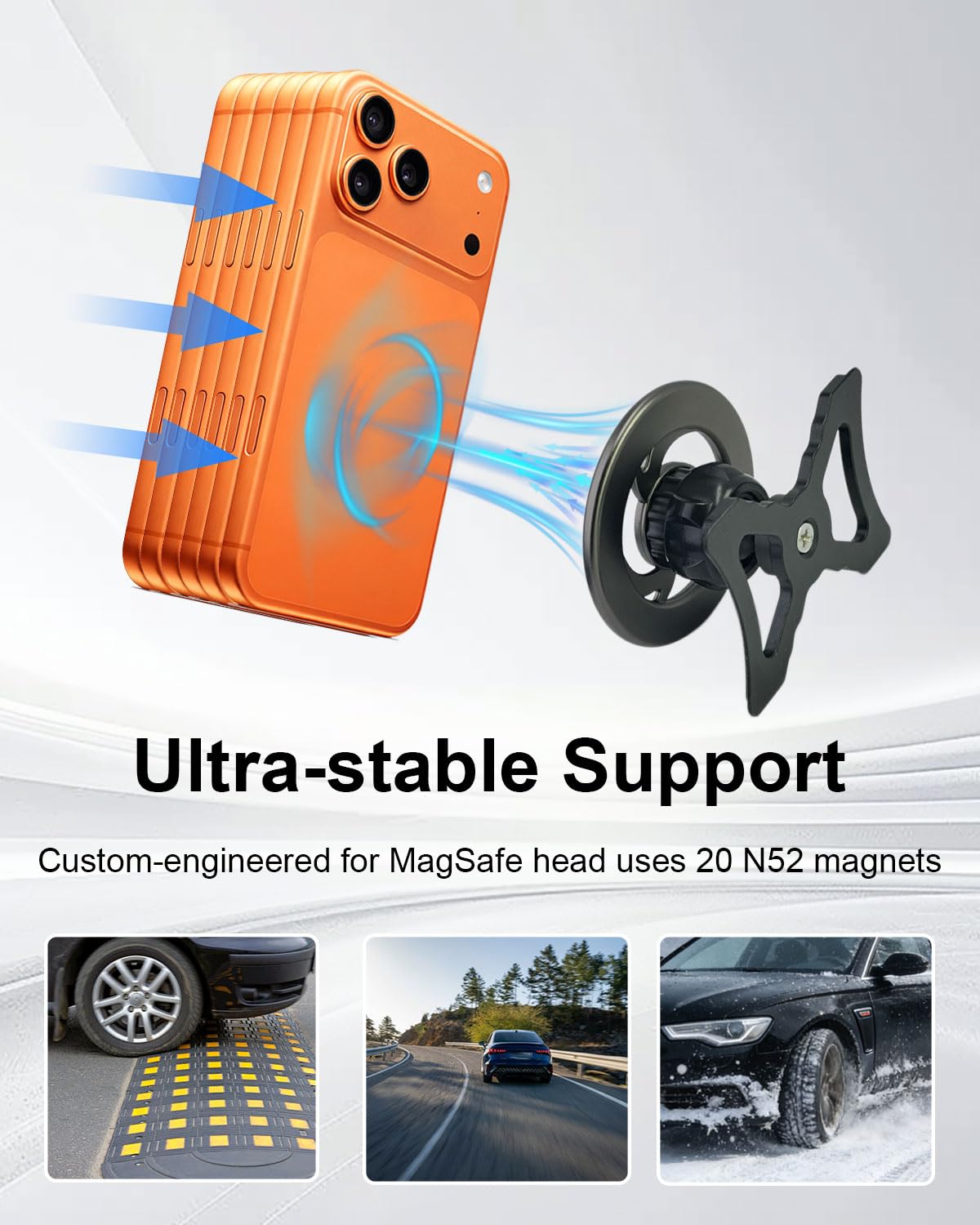Magnetyczny uchwyt na telefon komórkowy do Audi A3 8P 2004-2013, uchwyt samochodowy z otworami wentylacyjnymi, obrotowy o 360°, do iPhone 17 16 15 14 i GPS