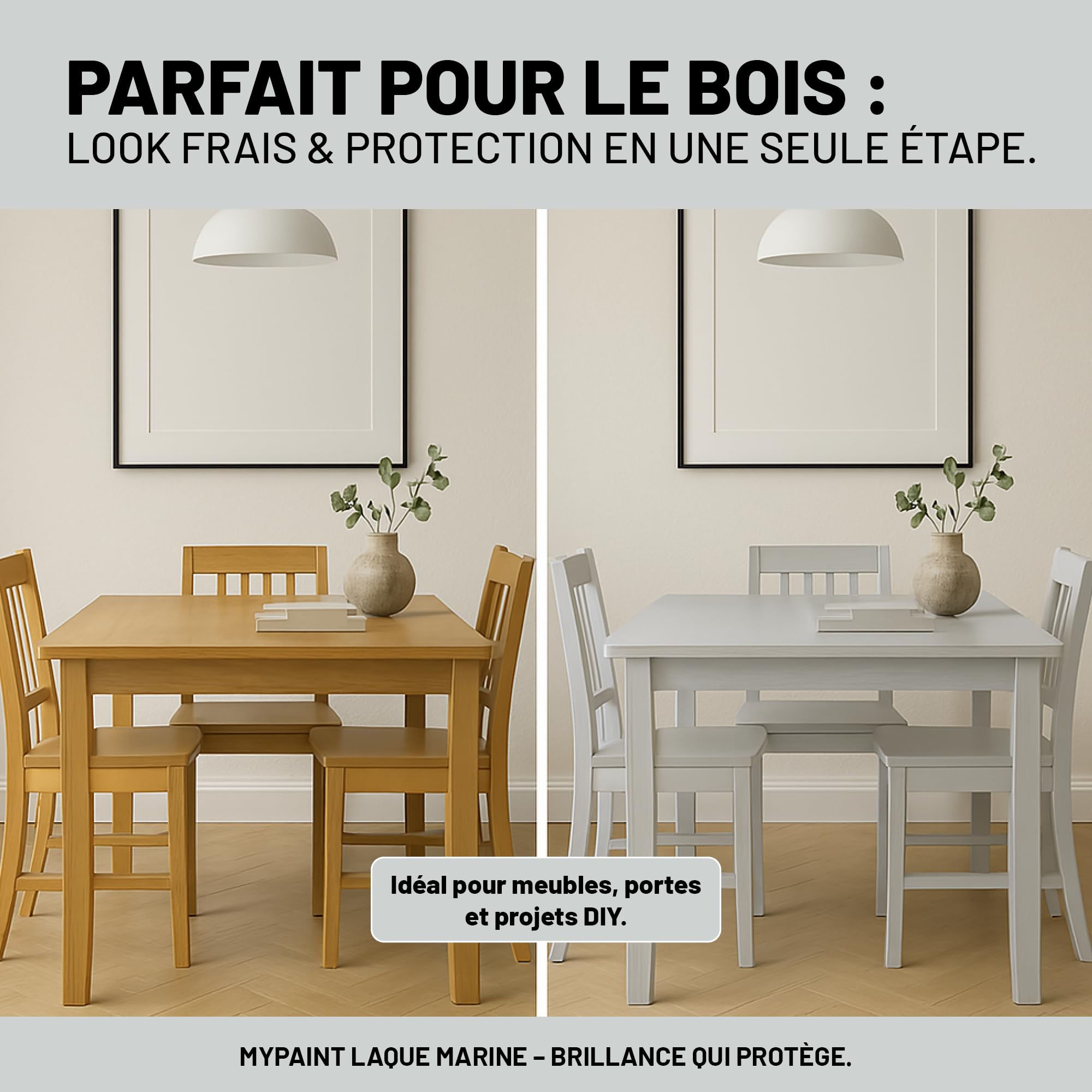 myPAINT® 2-en-1 vernis de couleur (2,25L, RAL 7016 gris anthracite) satiné Peinture acrylique - peinture pour jouets d'enfants - peinture pour bois - peinture pour bois intérieur