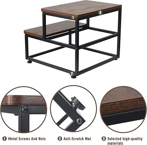 Miniatura 3 de Taburetes de madera para adultos y niños, taburetes resistentes con capacidad de carga de 500 libras, escalones de cama para camas altas para