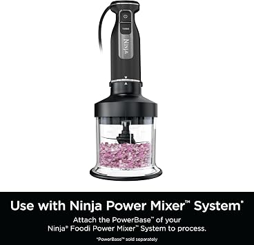 Ninja Foodi Power Chopper 3-Cup Bowl, Fits CI100 Series, Black, XSKKITCHPR | 3-cup food processor bowl accessory with storage lid & blade assembly for Ninja Power Mixer System (CI100 series).