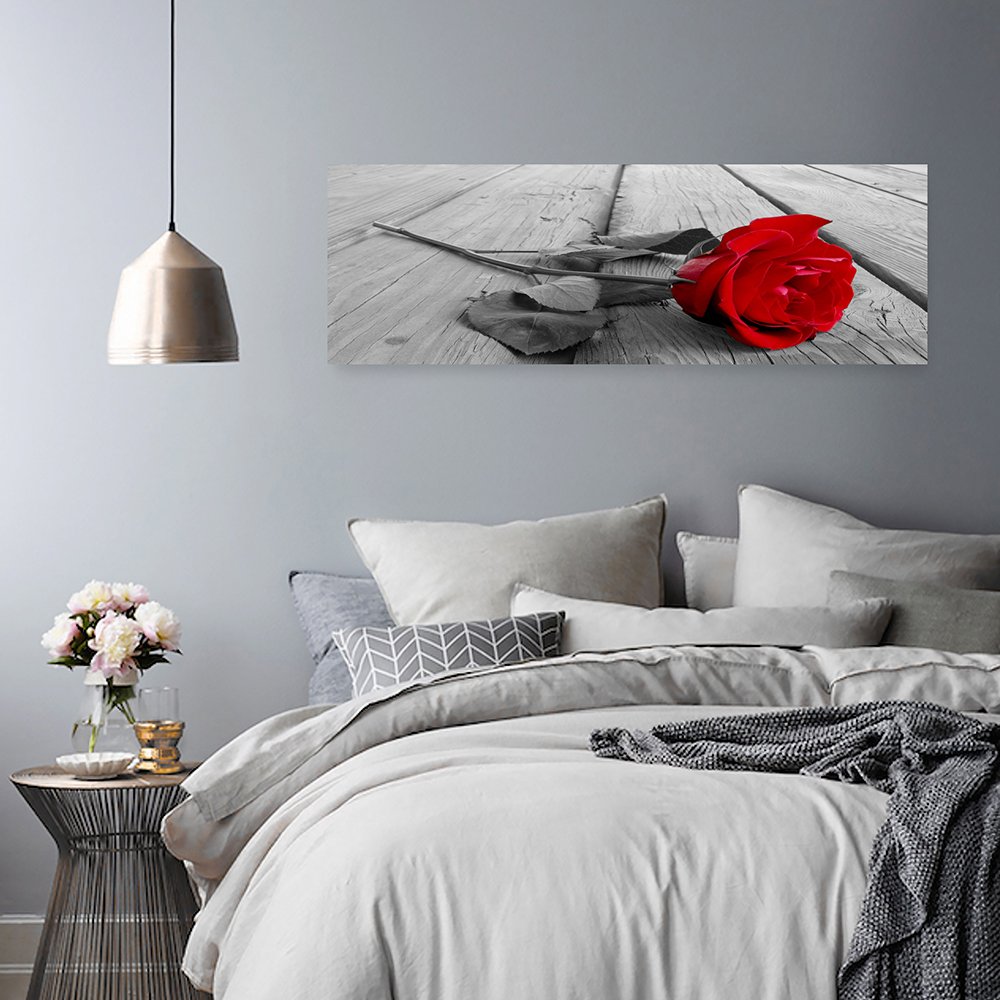 Feeby Cuadro En Lienzo Tablas Rústico Rosa 150x60 cm 1 Pieza Modernos Impresión Artística Calidad Fotografica Imagen Decoración de Pared Salon Dormitorio Cocina Oficina Pasillo Rojo Gris