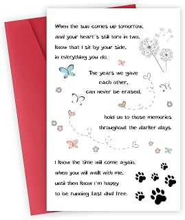 Pet Loss Sympathy Card for Dog Cat, Sympathy Gifts Loss of Cat,Pet Memorial Gift, Condolence Cards for Dog Lover