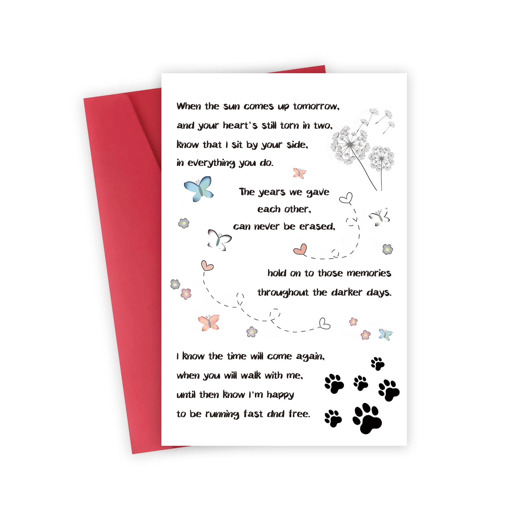 FSSDAS Pet Loss Sympathy Card for Dog Cat, Sympathy Gifts Loss of Cat,Pet Memorial Gift, Condolence Cards for Dog Lover