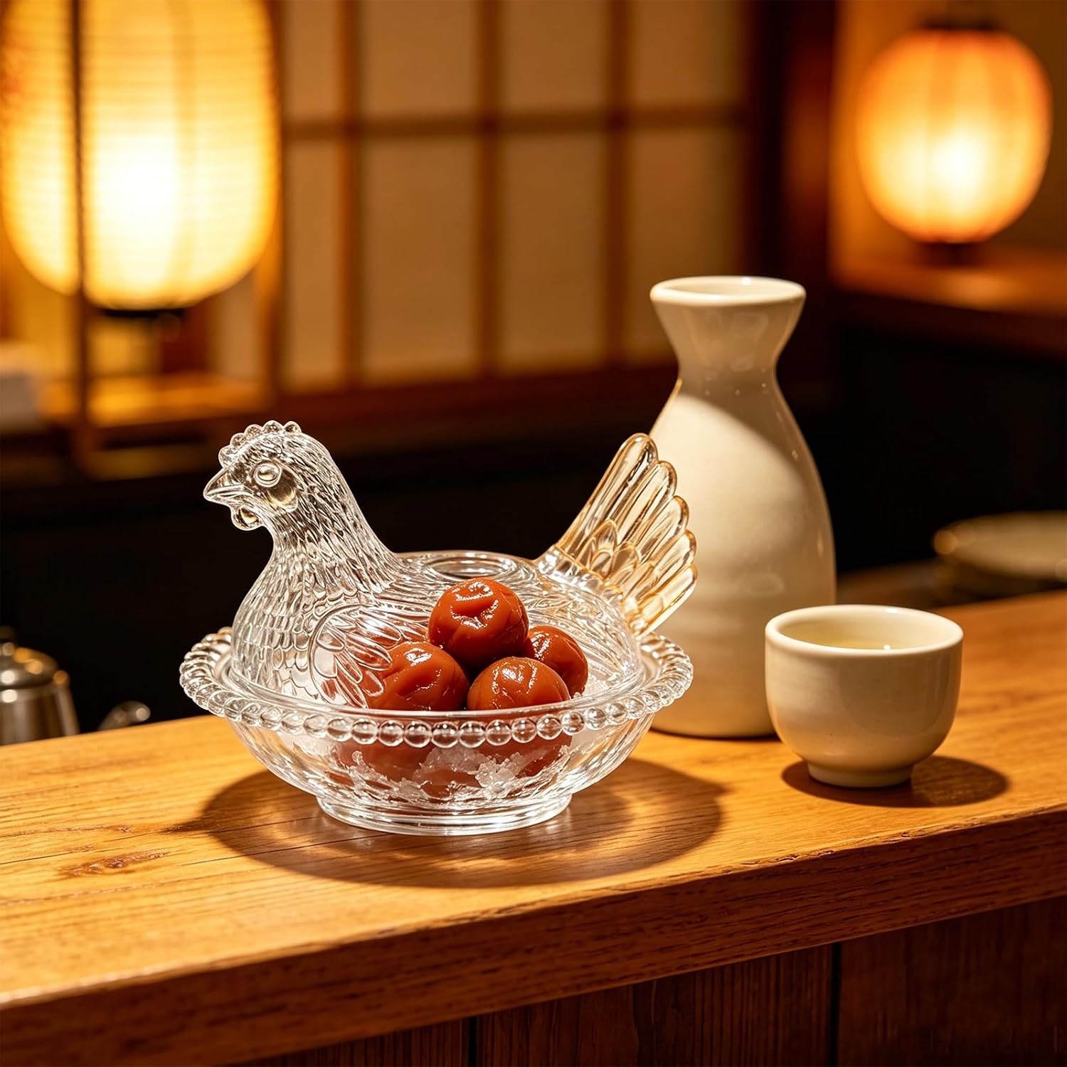 Hen on Nest Glass Candy Dish with Lid, Vintage Glass Hen-Shaped Decorative Bowl, Multi-Functional Storage Jar for Kitchen, Home Tabletop Decor, Perfect for Candies, Snacks & Gifts