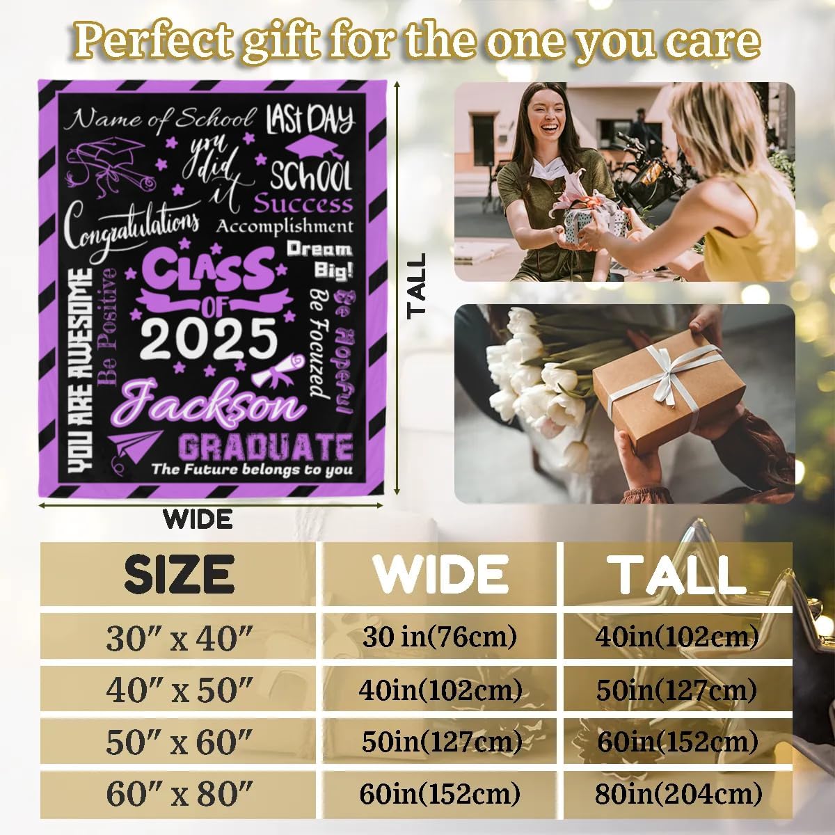 Graduation Gifts - 2026 Graduation Gifts for Her Him - Personalized Class of 2025 2026 2027 Graduation Blankets, College Graduation Gifts for Women Men, Graduation Blanket Gifts 50X40in, Magenta