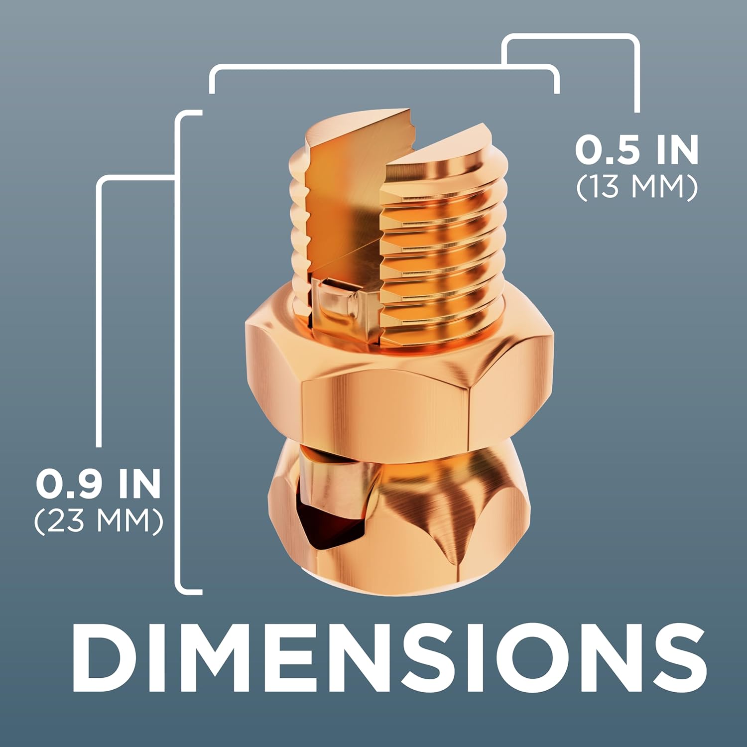 THE CIMPLE CO 10 Pack, Size #8 Copper Split-Bolt Connectors 8 AWG - Grounding Split Bolts for Conductors - Connector Clamps for Grounding Wire - Copper Ground Wire Clamps Size S8, 10 Count