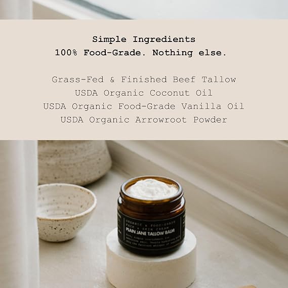 Face Moisturizer and Glow Balm Whipped Grass-Fed Tallow Glowing Skin Balm & Makeup Primer Dewey Skin Cream Hydrating for Entire Body 100% Food-Grade, Non-Toxic, Fragrance-Free Skincare