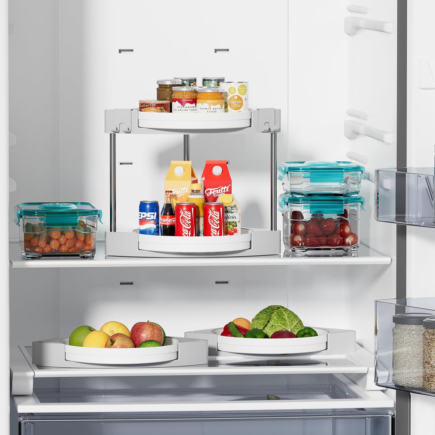 NATURE'S SOURCE 2 Tier Lazy Susan Organizer, 9'' Rotating Spice Rack, Lazy Susan Turntable for Cabinet, Kitchen, Pantry, Table Top, Spining Makeup Organizer for Bathroom Vanity, Skincare Organizers
