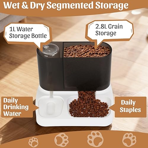 Miniatura 3 de Juego automático de comedero y dispensador de agua para mascotas, 2 en 1, para gatos y perros, juego de cuencos de agua y alimentos para perros