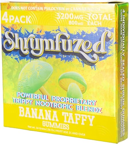 Miniatura 2 de Gomitas nootrópicas patentadas de 8000 mg - Mezcla de hongos nootrópicos de melena de león, Reishi, Chaga y Cordycep (4, Banana Taffy)