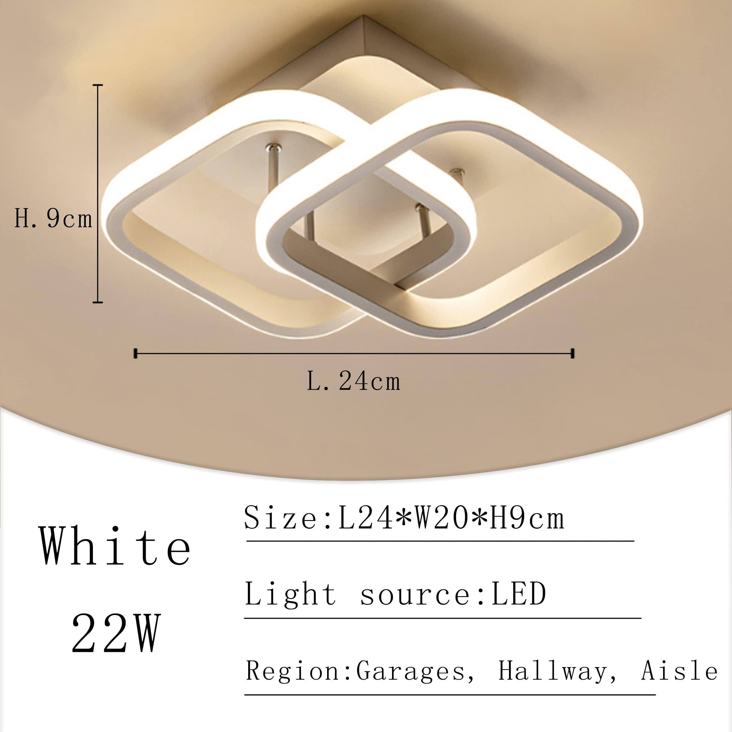 Plafonnier d'intérieur à LED avec détecteur de mouvement, 22 W, blanc chaud 3000 K