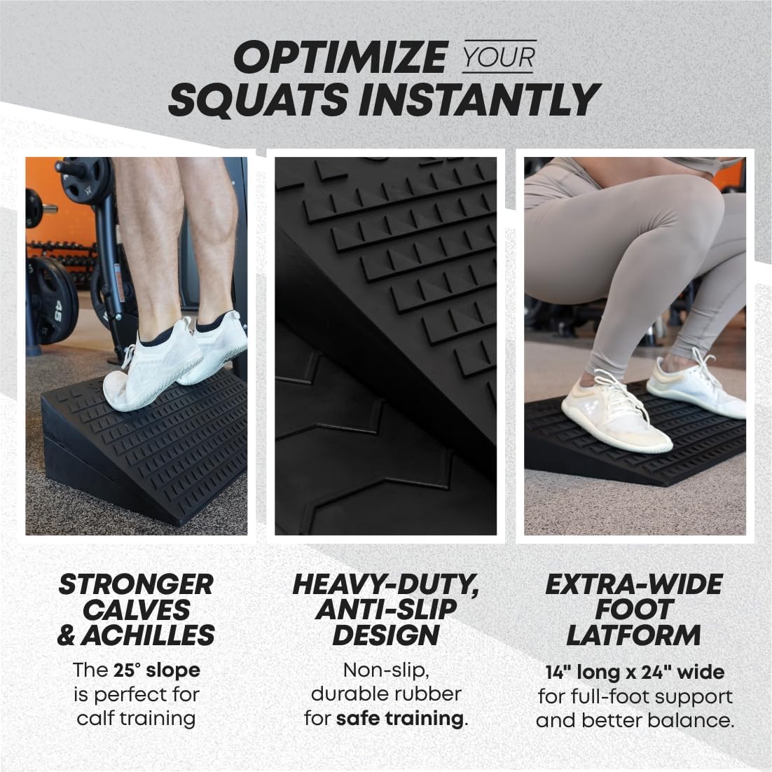 Adjustable Squat Wedge – Heel Elevated Slant Board for Squats, Calf Stretch & Ankle Mobility – Adjustable Incline Wedge Block for Weightlifting, Knees Over Toes Training
