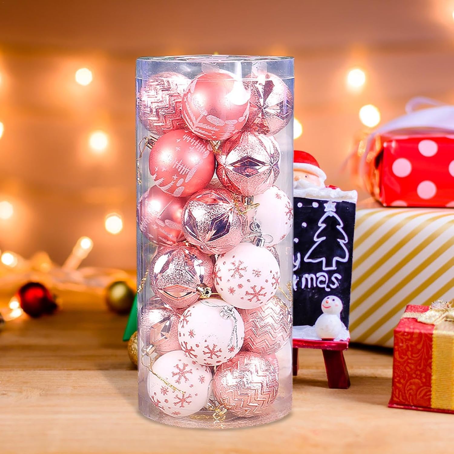 Decorations Balls 24X Shatterproof Painted Pendants Decorations,Electroplated Tree Ball Ornaments for Christmas Holiday Wedding