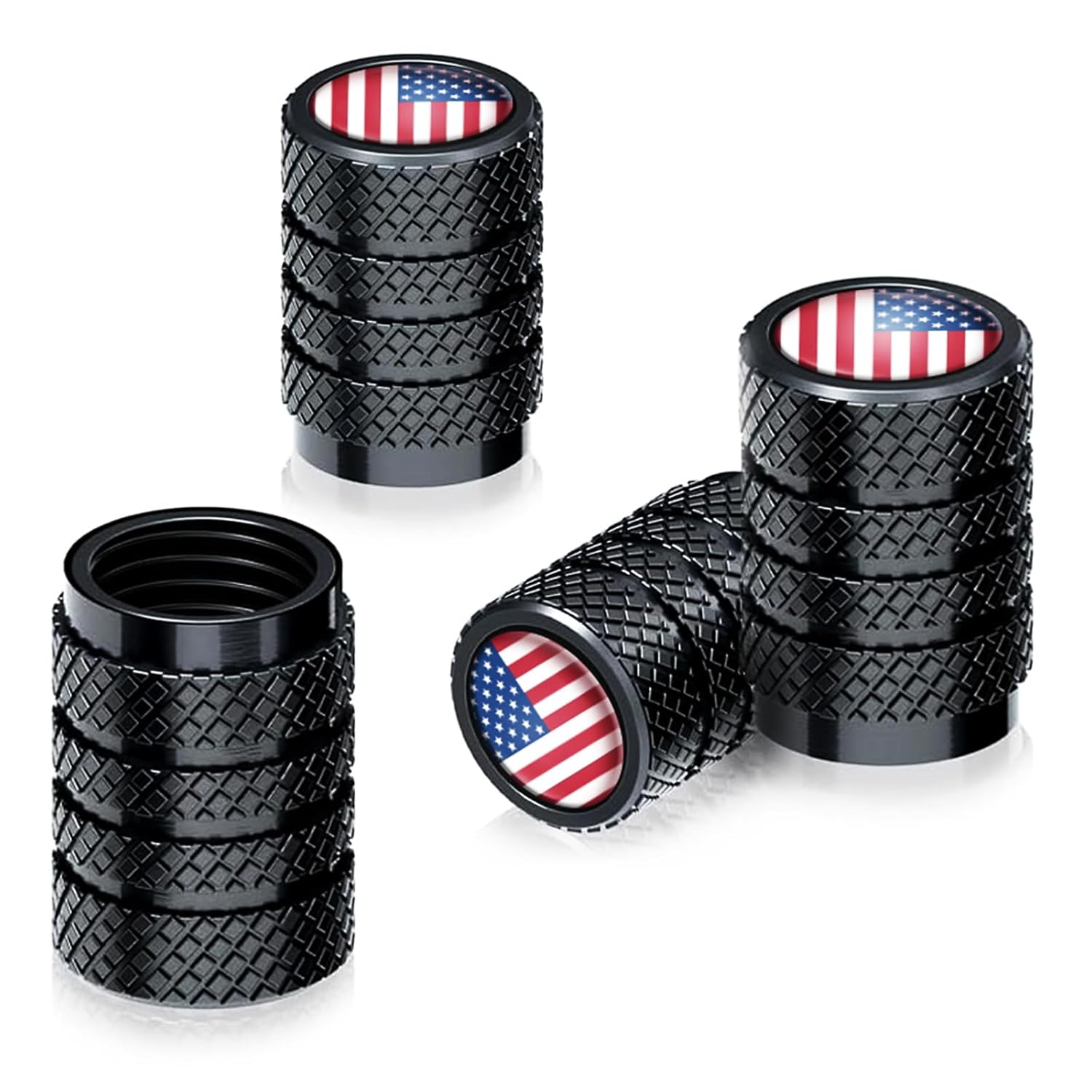 American Flag Valve Stem Caps 4 pcs Leakproof Corrosion Resistant Tire Valve Stem Caps Set Universal Stem Covers