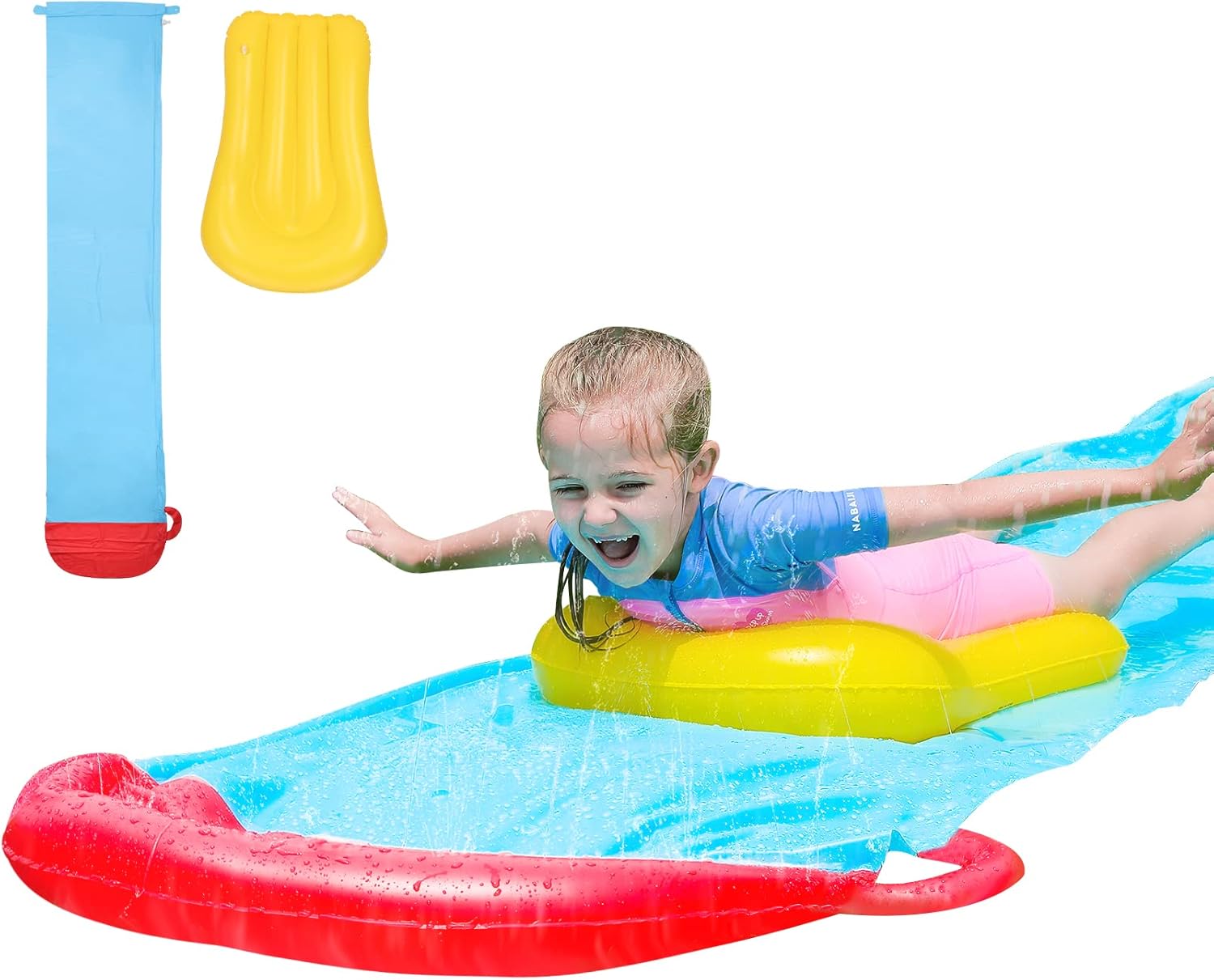 ELEMARA Inflatable Water Slide for Big Kids w/ 19.1ft Attachable Slide, Water Park for Kids Backyard w/Extra-Long Slides