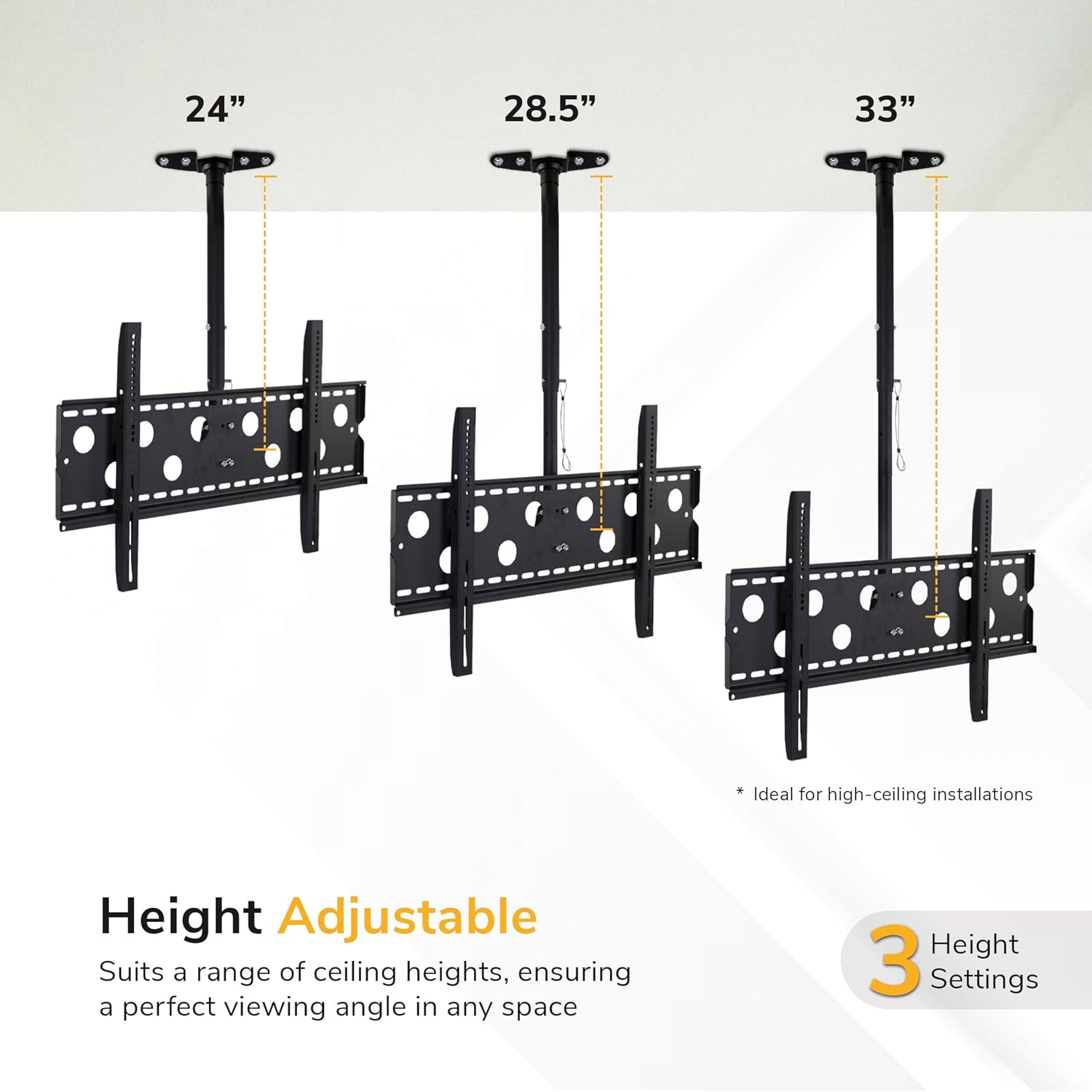 Mount-It! Ceiling TV Mount for 42–90 Inch TVs – Full Motion Swivel, Tilt & Height Adjustable TV Bracket, 220 lb Capacity, VESA 800x400, Sloped Ceilings, Corners – Home & Commercial Use