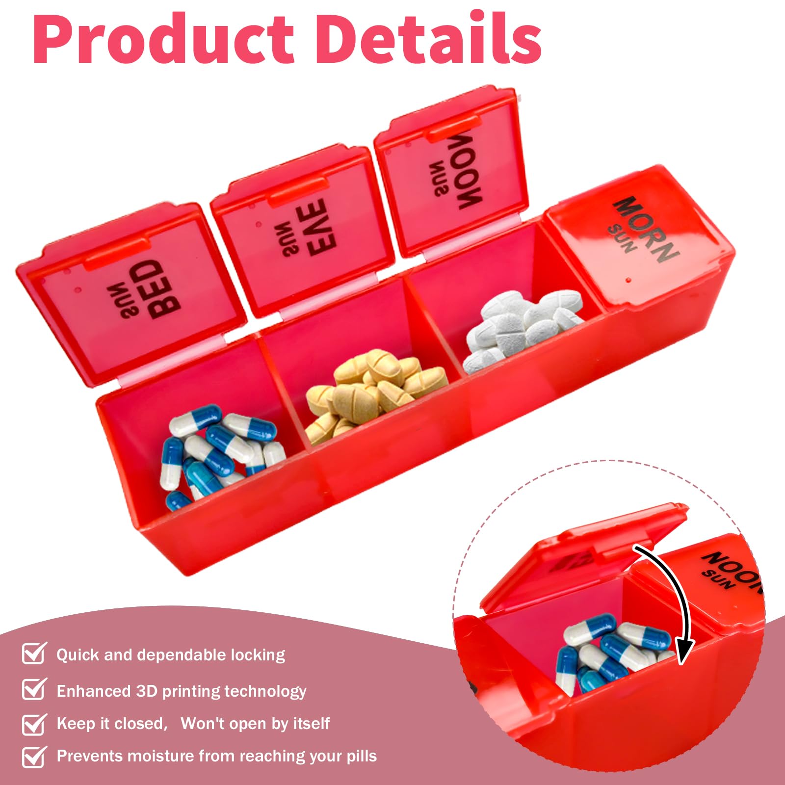 Lot de 9 piluliers hebdomadaires étanches pour médicaments 4 fois par jour 7 jours pour les voyages quotidiens pour vitamines et suppléments d'huile de poisson