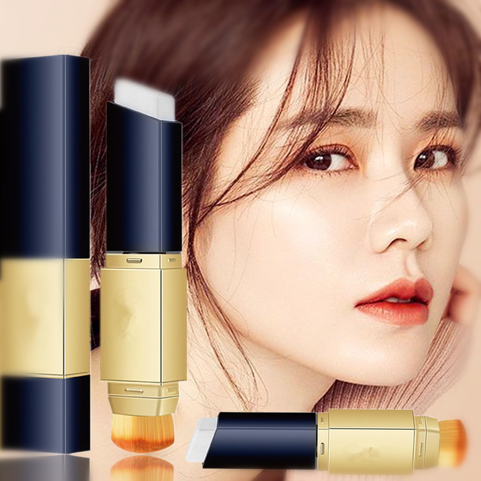 Dual Action Full Coverage Foundation Stick, 2023 New Natural Makeup, 2-In-1 Color Changing Full Coverage Foundation Stick (Ivory + Natural Color)