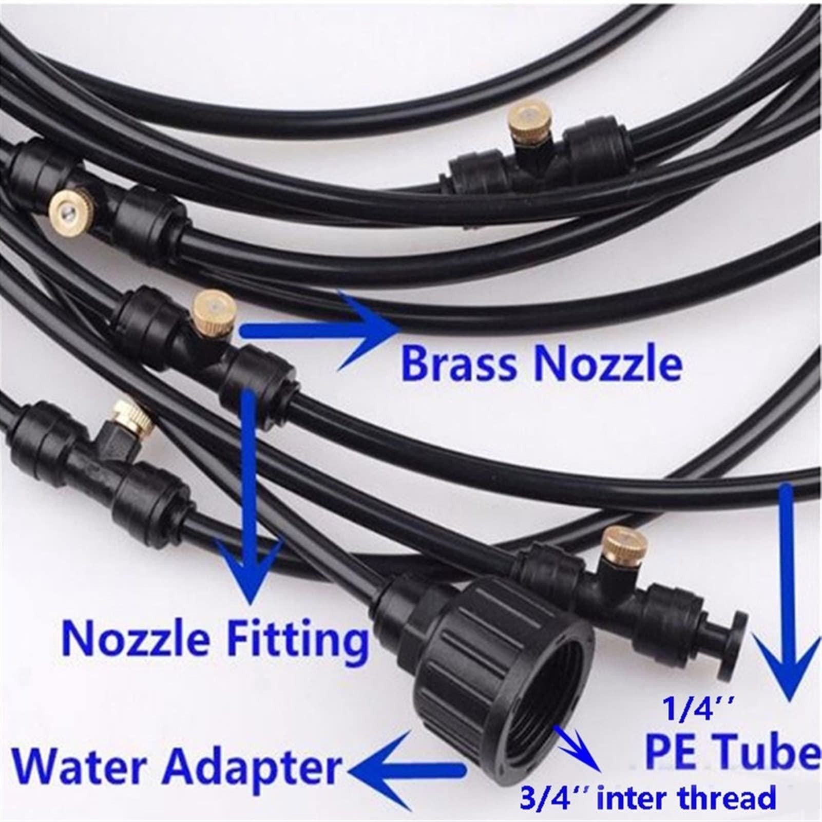 Kit de Sisteme de Enfriamiento por Nebulización con filtro & Cronómetro, Sisteme de Nebulizacion para Exteriores con Bomba silenciosa de 24v