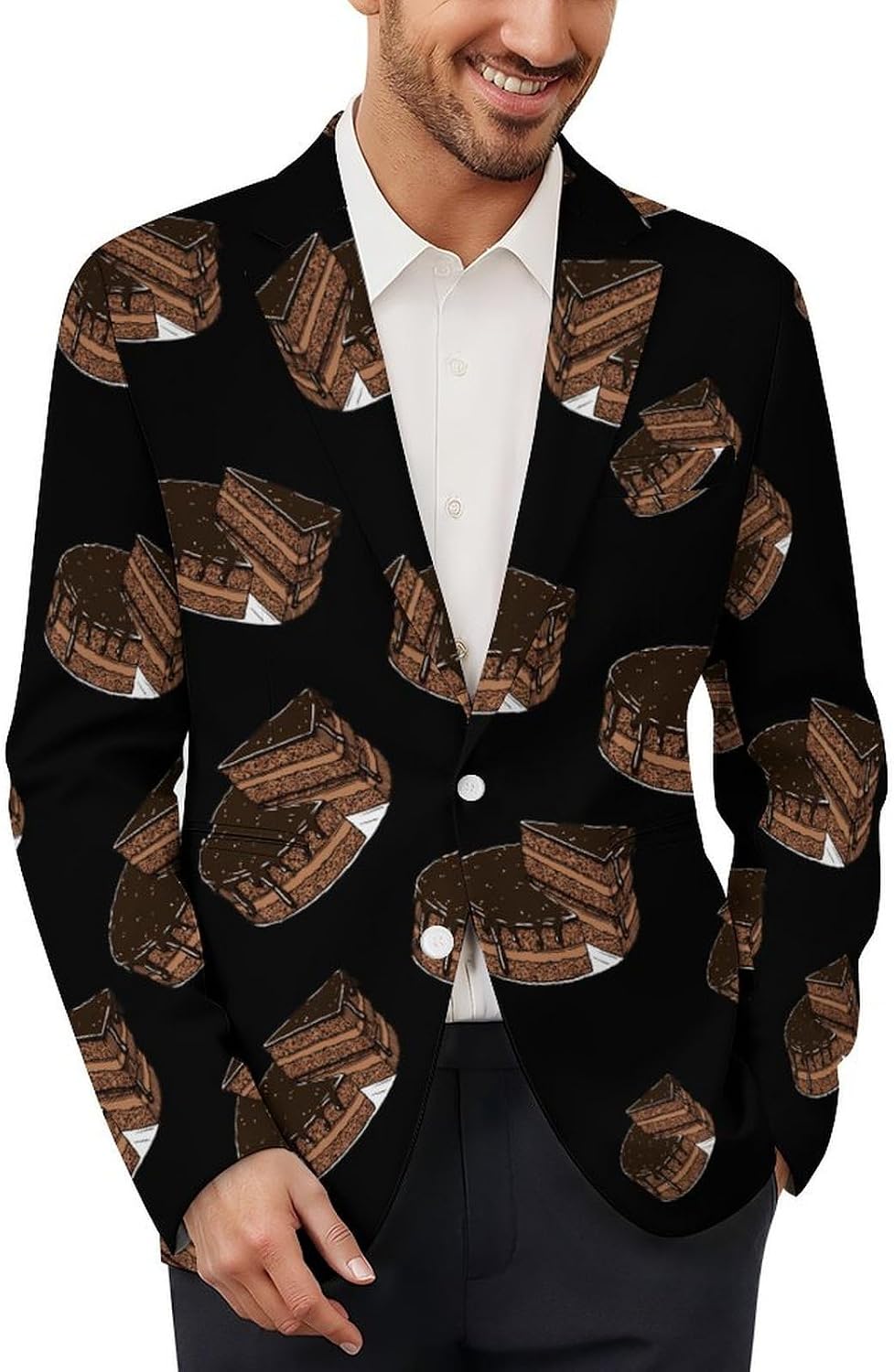 Chocolate Cake Printed Men's Blazer Slim Fit Suit Jackets 6X-Large