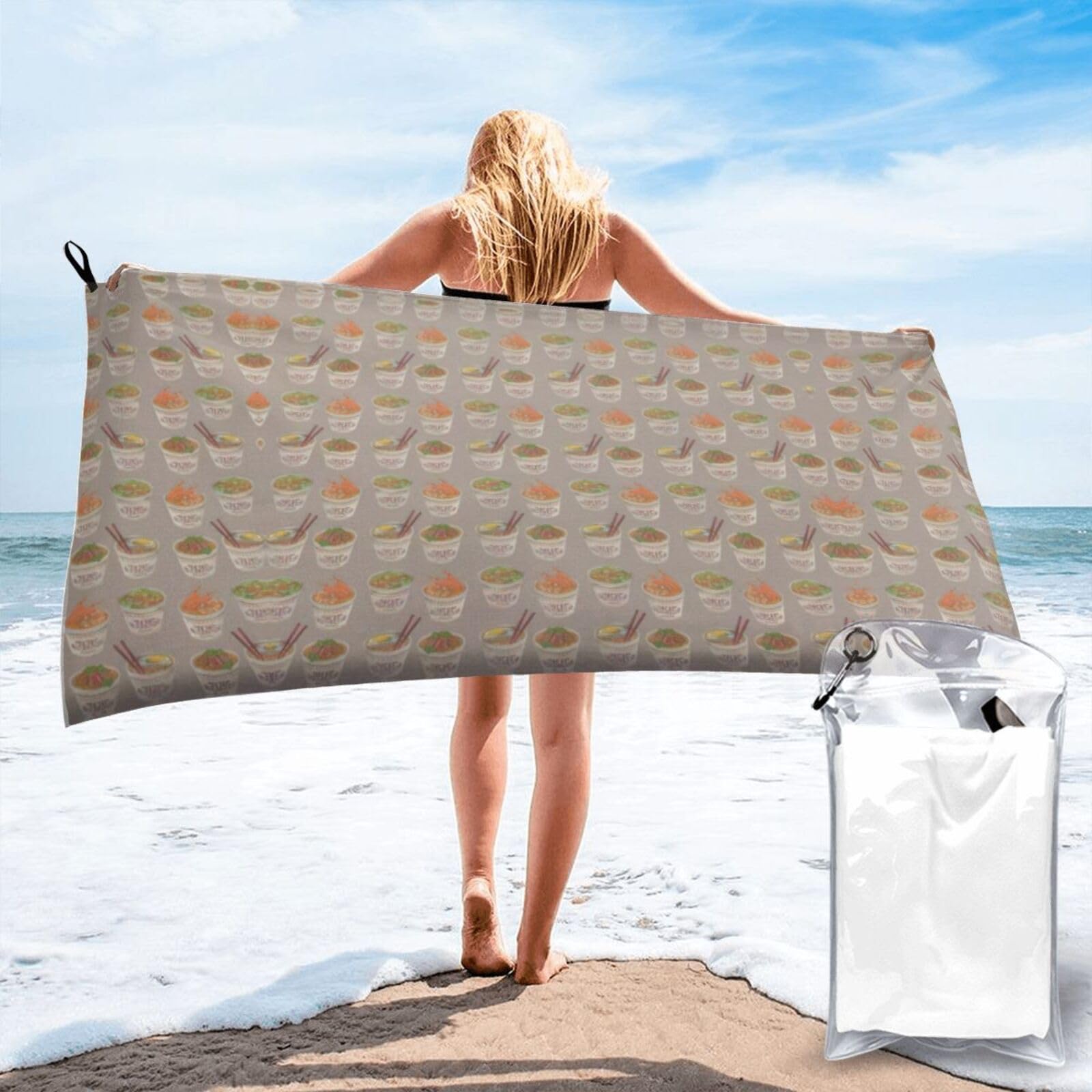 FHIZOAL Egg Cup Noodle Ramen Quick Dry Towel Microfibre Towel Super Absorbent Ultra Compact Gym Sports Beach Camping Travel