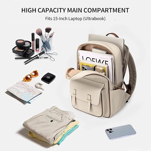 Miniatura 4 de GOLF SUPAGS Mochila de viaje para laptop para mujer, mochila universitaria, mochila casual, para cuadernos de 1415 pulgadas, Albaricoque, Mochilas